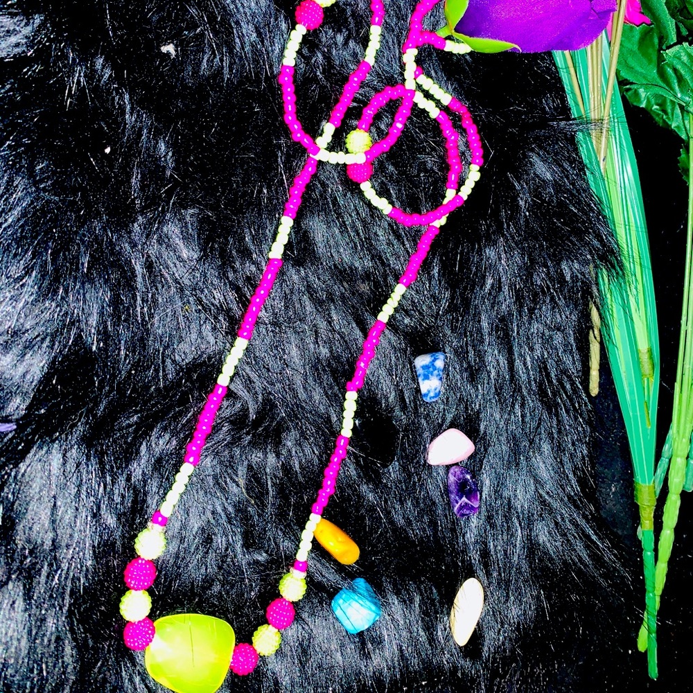 Hot pink and lime customized one of a kind waist beads. Made by Luna V